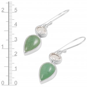 Green Aventurine & Clear Quartz Earrings