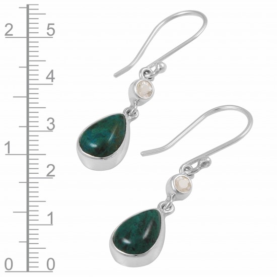 Chrysocolla & Clear Quartz Earrings