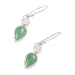 Green Aventurine & Clear Quartz Earrings