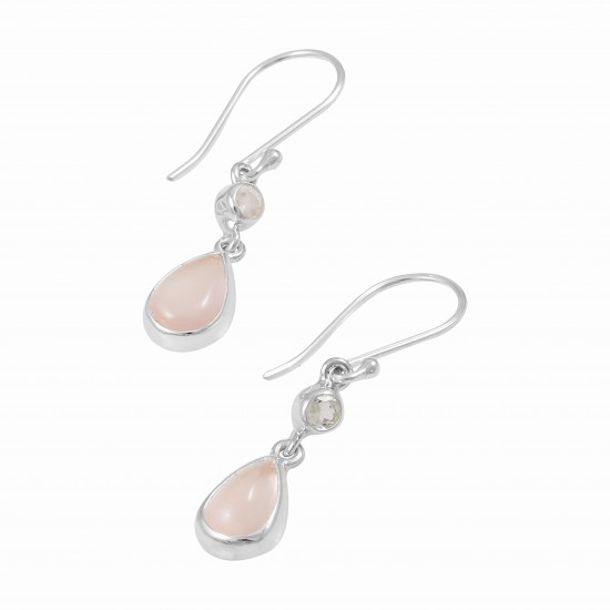 Rose Quartz & Clear Quartz Earrings