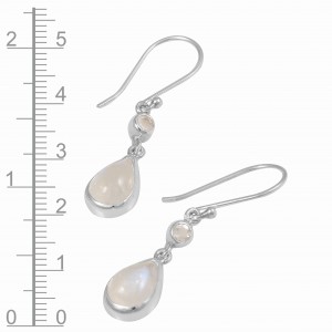 Rainbow Moonstone & Clear Quartz Earrings