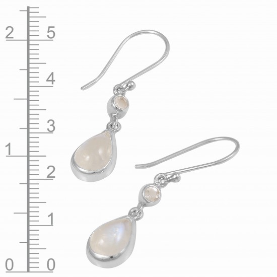 Rainbow Moonstone & Clear Quartz Earrings