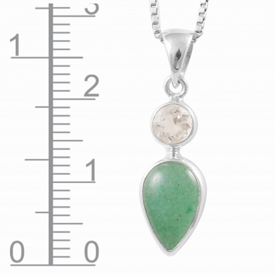 Green Aventurine & Clear Quartz Pendant