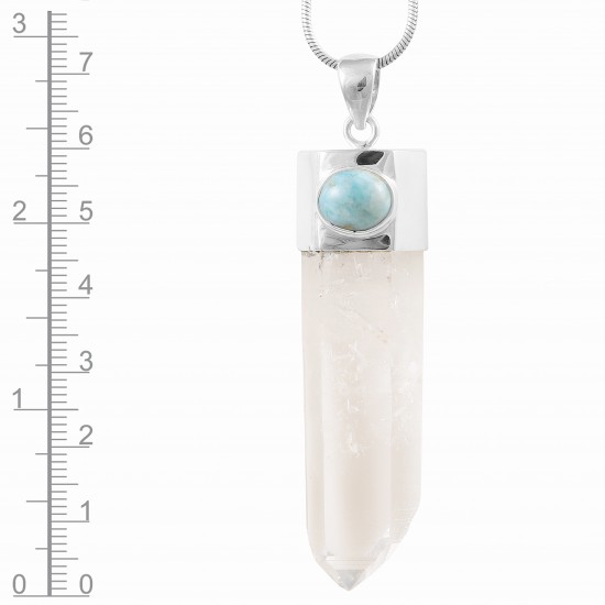 Lemurian Quartz & Larimar Pendant