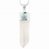 Lemurian Quartz & Larimar Pendant