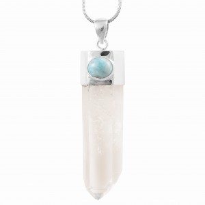 Lemurian Quartz & Larimar Pendant