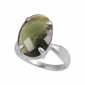 Moldavite (Faceted)  Ring