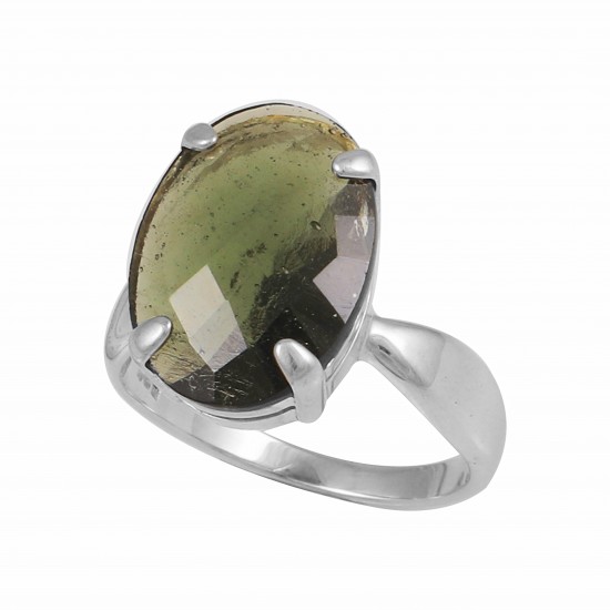 Moldavite (Faceted)  Ring