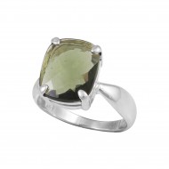 Moldavite (Faceted)  Ring