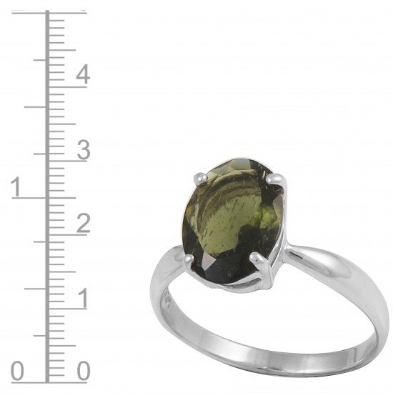 Moldavite (Faceted)  Ring