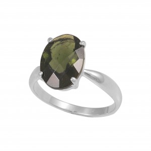 Moldavite (Faceted)  Ring