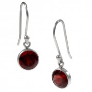 Bezella Small Round Garnet Earrings